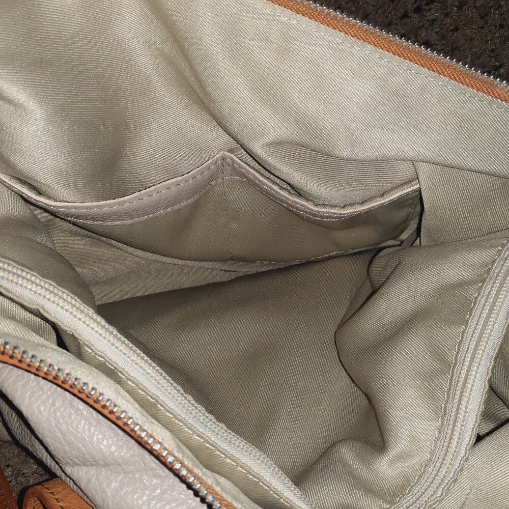 VALENTINA-Pinky Beige/Tan Pebbled Leather-Dual Handle/Crossbody/Shoulder-NWOT - Picture 11 of 11